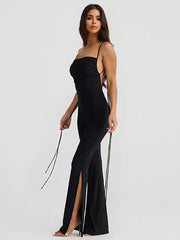One-Shoulder Sleeveless Backless Lace Up Polyester Flared Jumpsuit Mssza
