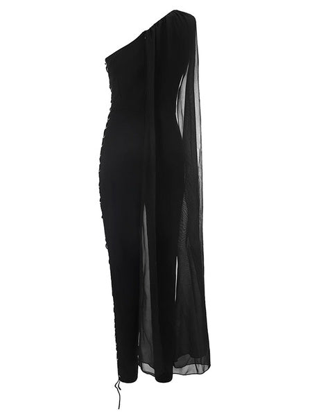 One Shoulder Train Lace Up Sleeveless Skinny Jumpsuit Mssza