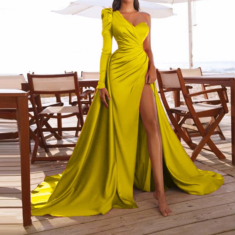 One-shoulder Long Sleeve Cocktail Dress Mssaz Desses