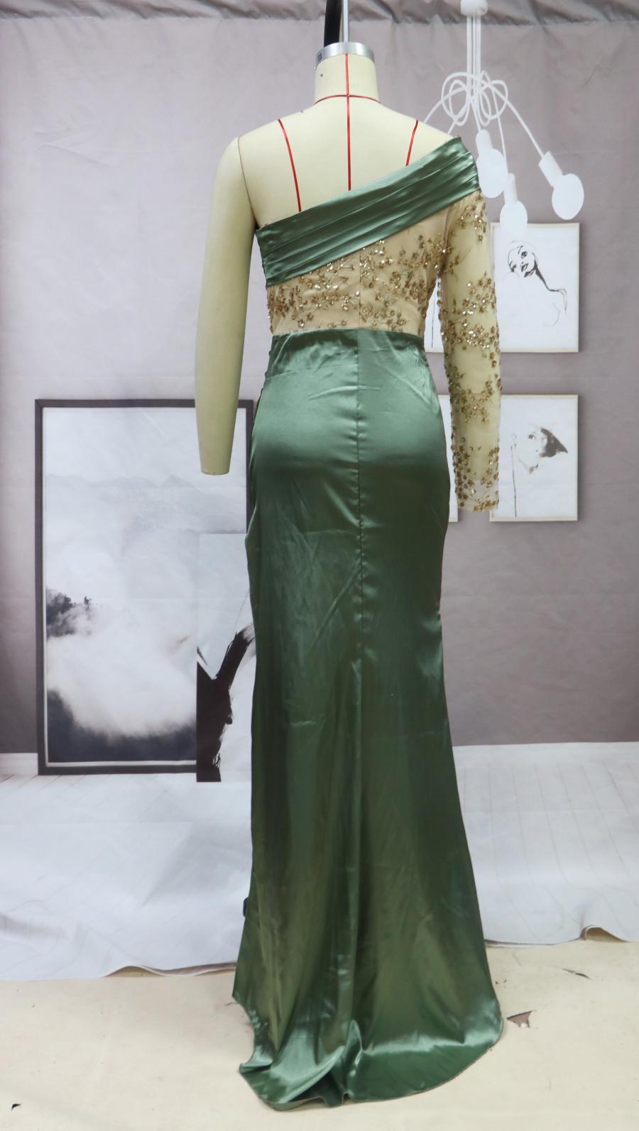 One-shoulder Sequin splicing Cocktail Dresses Mssaz Desses
