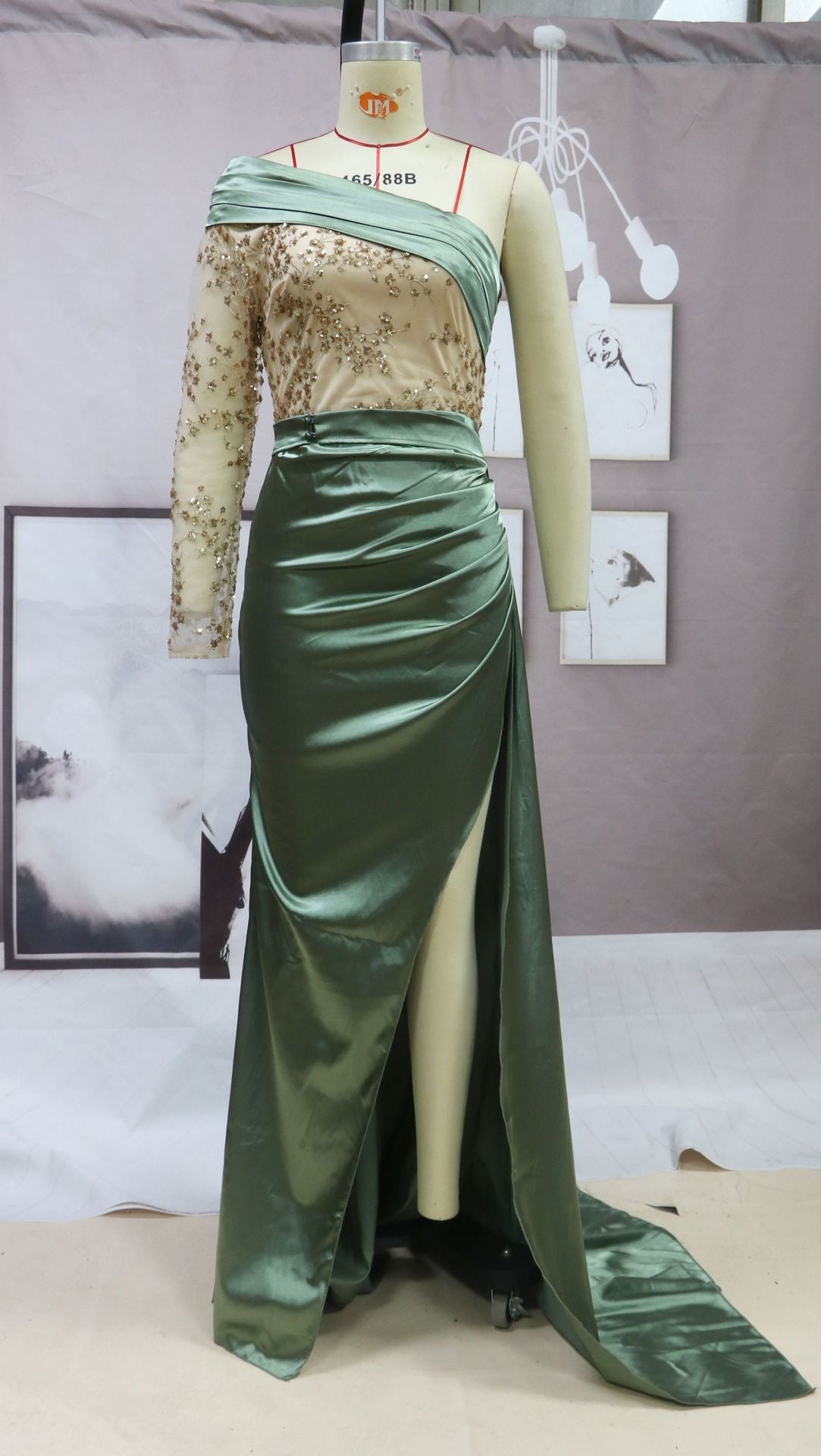 One-shoulder Sequin splicing Cocktail Dresses Mssaz Desses