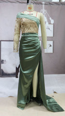 One-shoulder Sequin splicing Cocktail Dresses Mssaz Desses