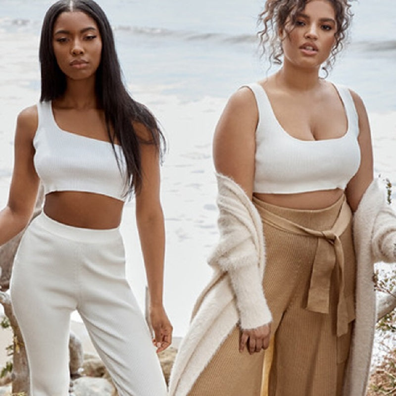 One Shoulder Sleeveless Club Bandage Two Pieces Set Mssza