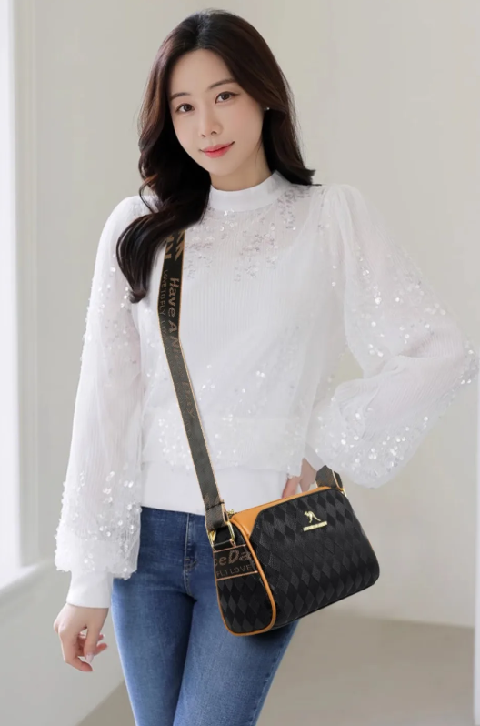 Luxury Designer Soft Pu Leather 3 Layers Sac Shoulder Purses Handbag Mssza