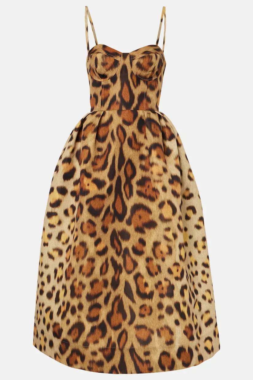 Animal-print Bustier Midi Dress Mssaz Desses