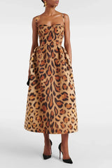 Animal-print Bustier Midi Dress Mssaz Desses