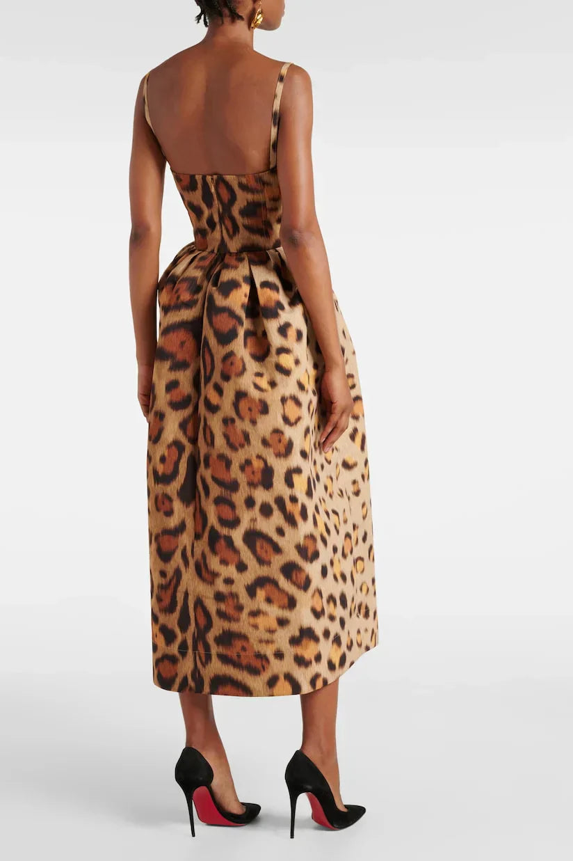 Animal-print Bustier Midi Dress Mssaz Desses