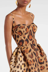 Animal-print Bustier Midi Dress Mssaz Desses