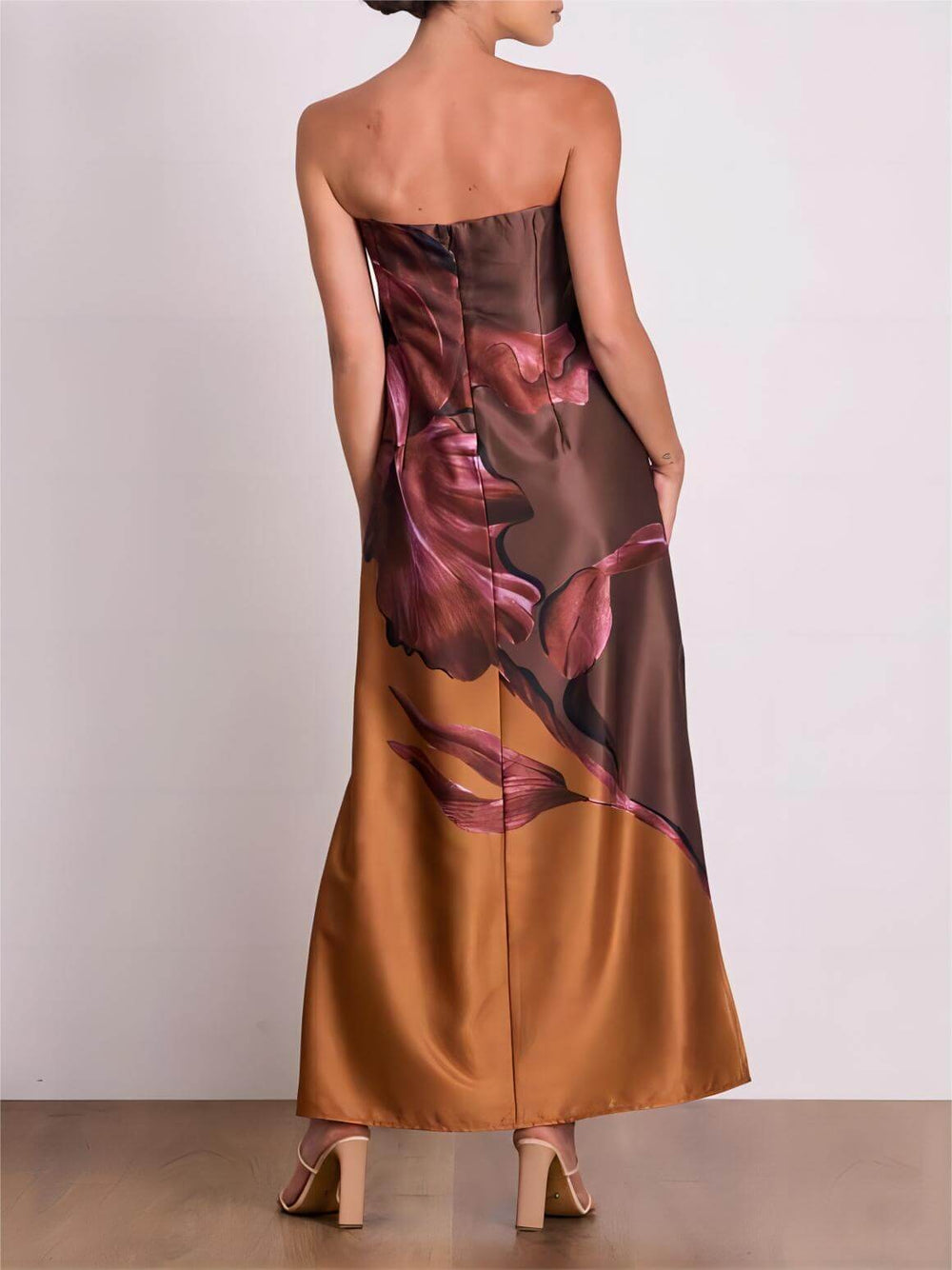 Stylish Contrasting Off-Shoulder Floral Print Maxi Dress Mssaz Desses