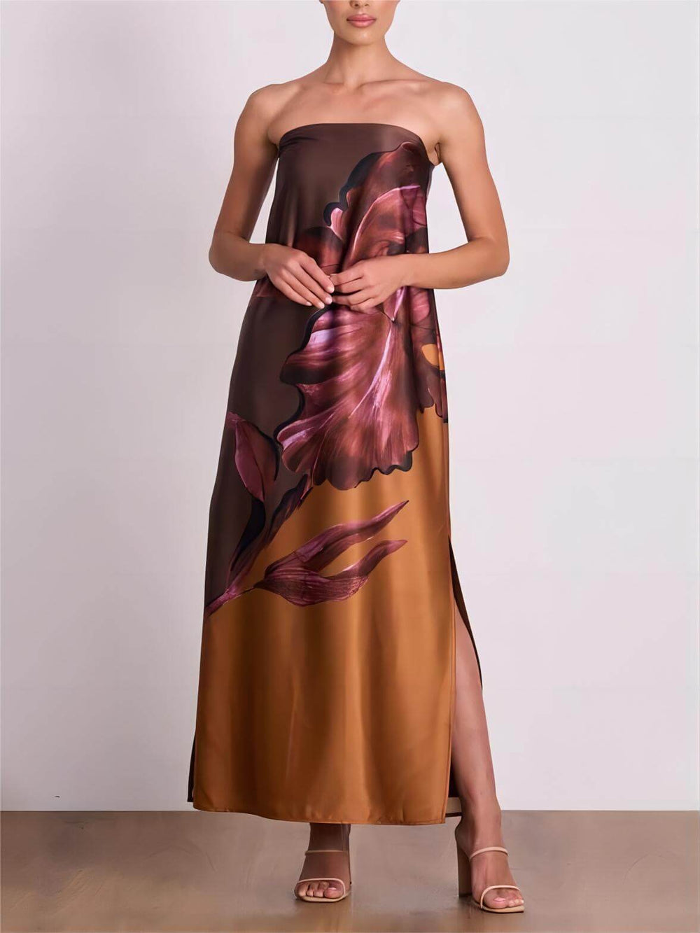 Stylish Contrasting Off-Shoulder Floral Print Maxi Dress Mssaz Desses