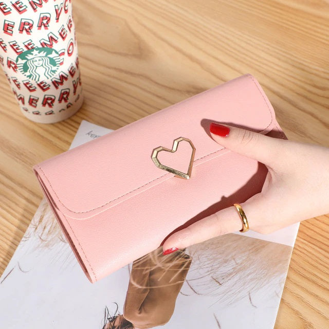 PU Holder Large Capacity Heart-Shaped Hasp Wallet Mssza