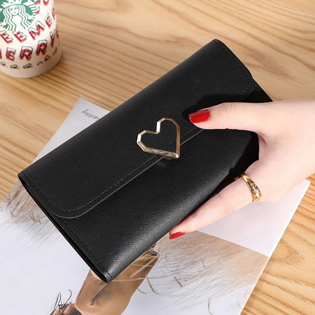 PU Holder Large Capacity Heart-Shaped Hasp Wallet Mssza