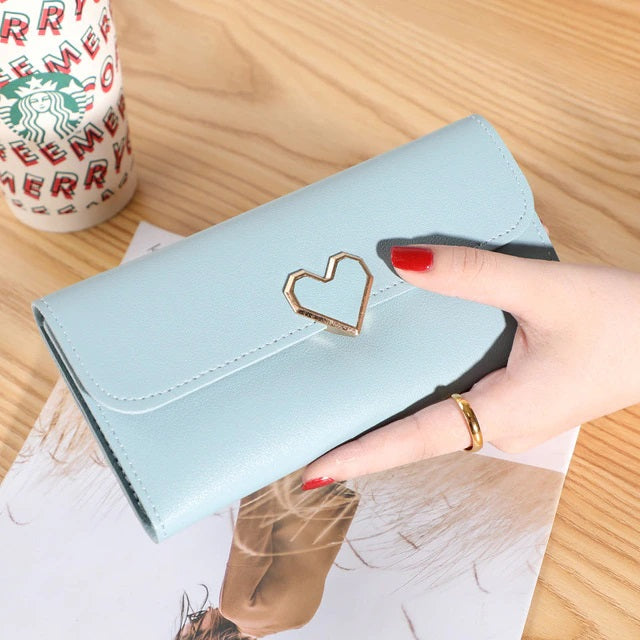 PU Holder Large Capacity Heart-Shaped Hasp Wallet Mssza
