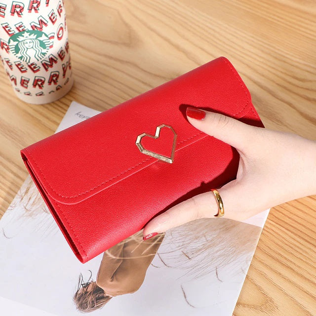 PU Holder Large Capacity Heart-Shaped Hasp Wallet Mssza
