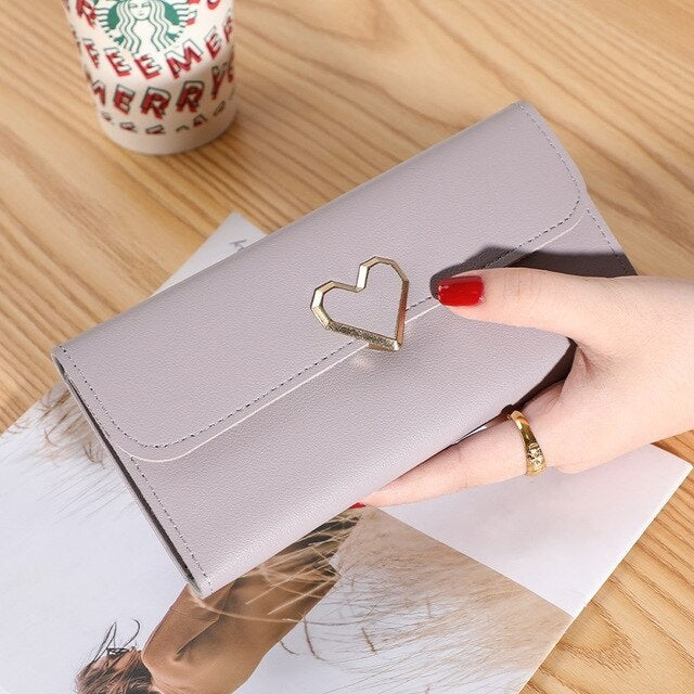PU Holder Large Capacity Heart-Shaped Hasp Wallet Mssza