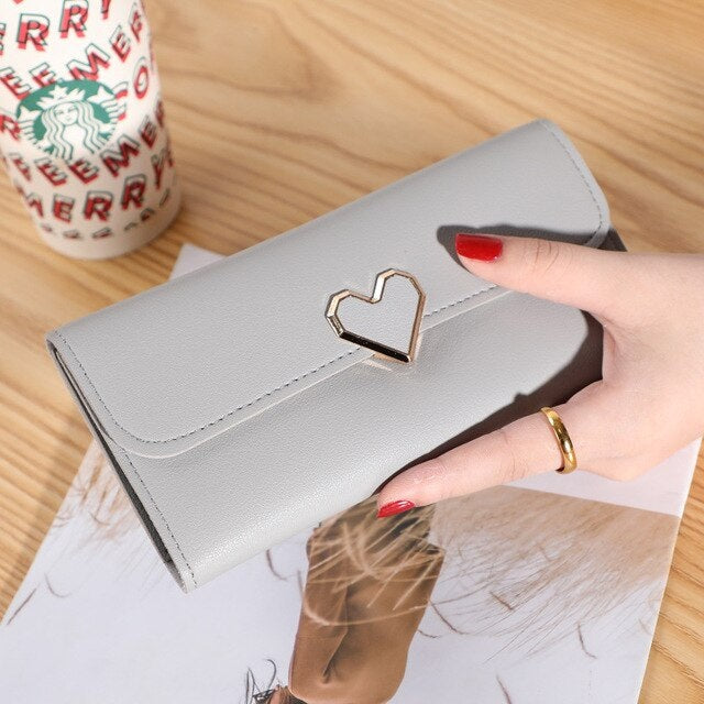 PU Holder Large Capacity Heart-Shaped Hasp Wallet Mssza