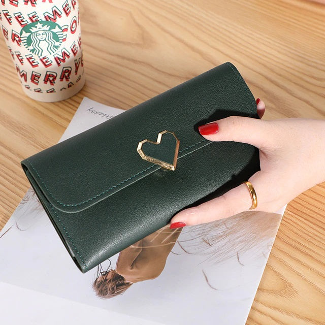 PU Holder Large Capacity Heart-Shaped Hasp Wallet Mssza