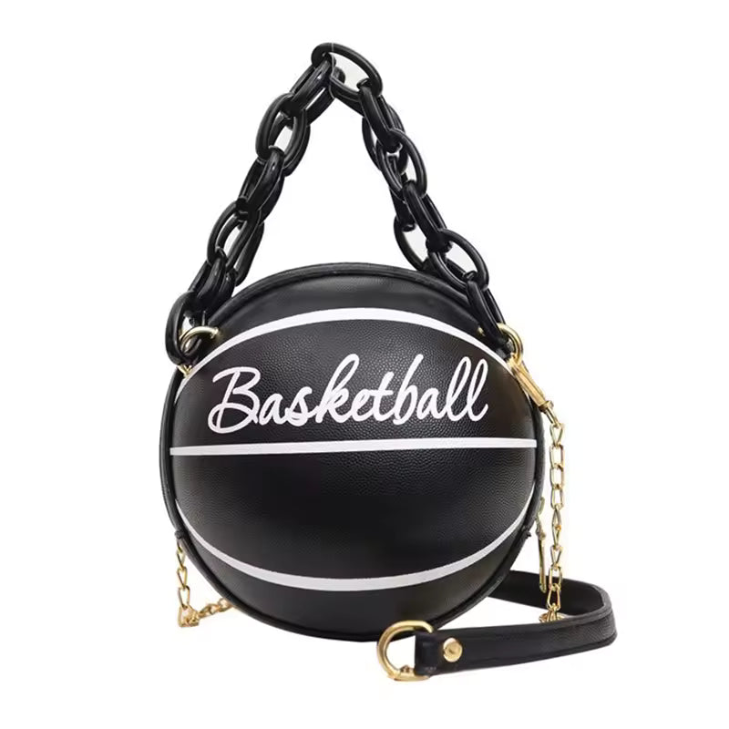 Basketball Letter Print PU Leather Chain Teenagers Crossbody Bags Mssza