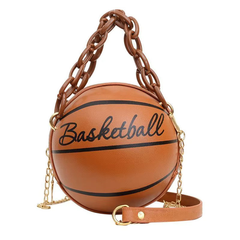 Basketball Letter Print PU Leather Chain Teenagers Crossbody Bags Mssza