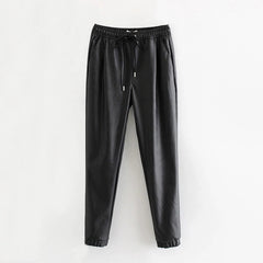 PU Leather Long Length High Waist Pants Mssza