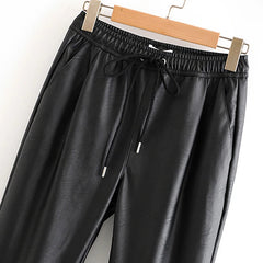 PU Leather Long Length High Waist Pants Mssza