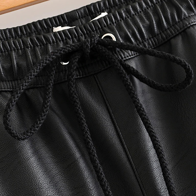 PU Leather Long Length High Waist Pants Mssza