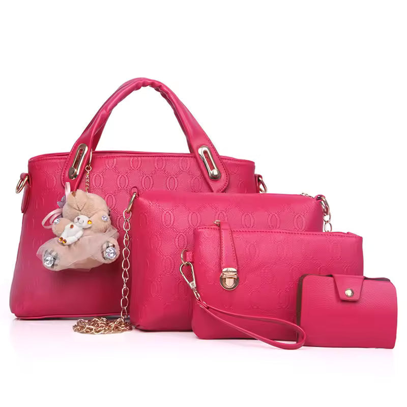 PU Leather Luxury Designer Handbag Messenger Bag Shoulder Bag Wallet 4pcs Set Bag Mssza