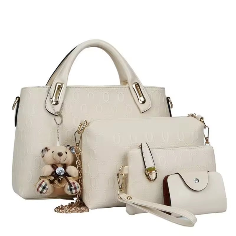 PU Leather Luxury Designer Handbag Messenger Bag Shoulder Bag Wallet 4pcs Set Bag Mssza