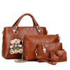 PU Leather Luxury Designer Handbag Messenger Bag Shoulder Bag Wallet 4pcs Set Bag Mssza