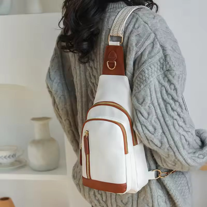 PU Leather Pack Crossbody Chest Main Shoulder Messenger Sling Bag Mssza