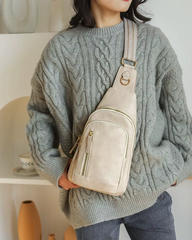 PU Leather Pack Crossbody Chest Main Shoulder Messenger Sling Bag Mssza