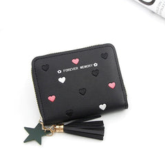 PU Leather Print Tassel Pouch Lovely Zipper Small Wallet Mssza