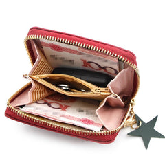 PU Leather Print Tassel Pouch Lovely Zipper Small Wallet Mssza