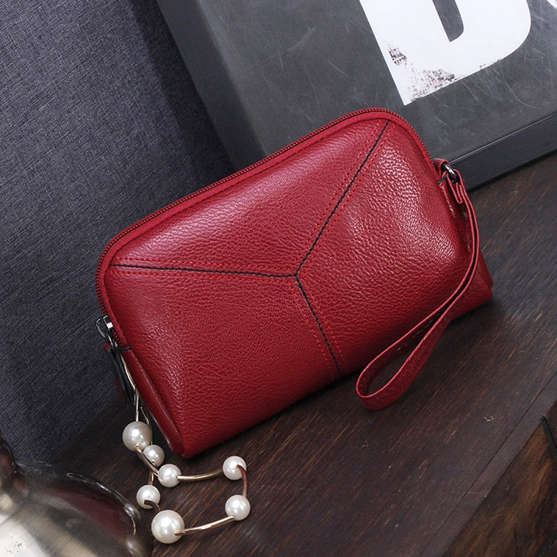 PU Leather Solid Color Long Wallet Clutch Bag Mssza