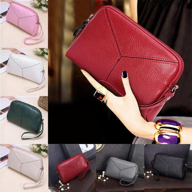 PU Leather Solid Color Long Wallet Clutch Bag Mssza