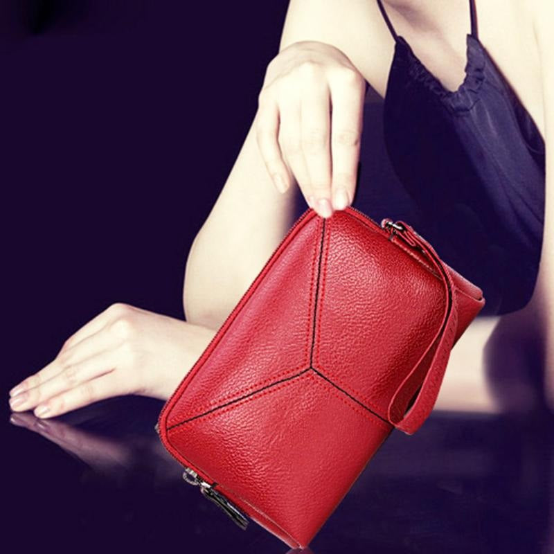 PU Leather Solid Color Long Wallet Clutch Bag Mssza