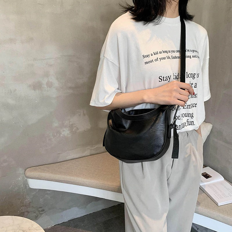 PU Leather Solid Soft Shoulder Bag Mssza