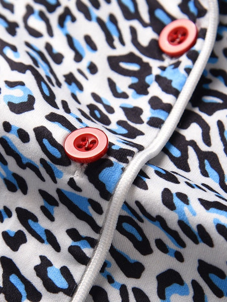 Pajamas Giraffe Print Turndown Collar Long Sleeves Polyester Lingerie Sleepwear Mssza