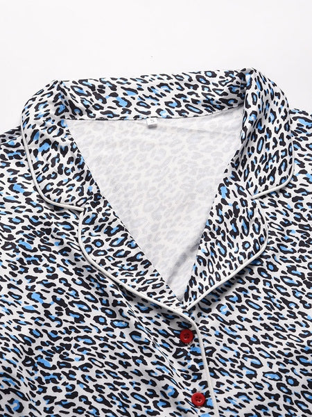 Pajamas Giraffe Print Turndown Collar Long Sleeves Polyester Lingerie Sleepwear Mssza