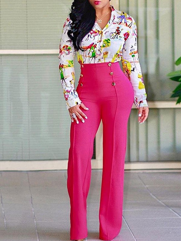 Pants High Waisted Straight Leg Long Pants Mssza
