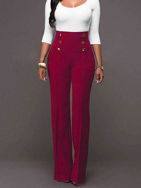 Pants High Waisted Straight Leg Long Pants Mssza