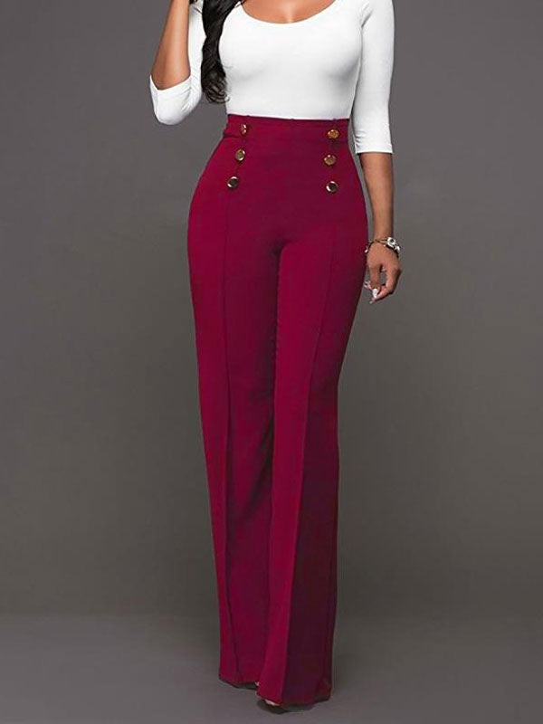 Pants High Waisted Straight Leg Long Pants Mssza