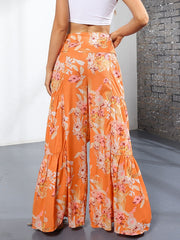 Pants Lace Up Polyester Floral Print Trousers Mssza