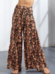 Pants Lace Up Polyester Floral Print Trousers Mssza