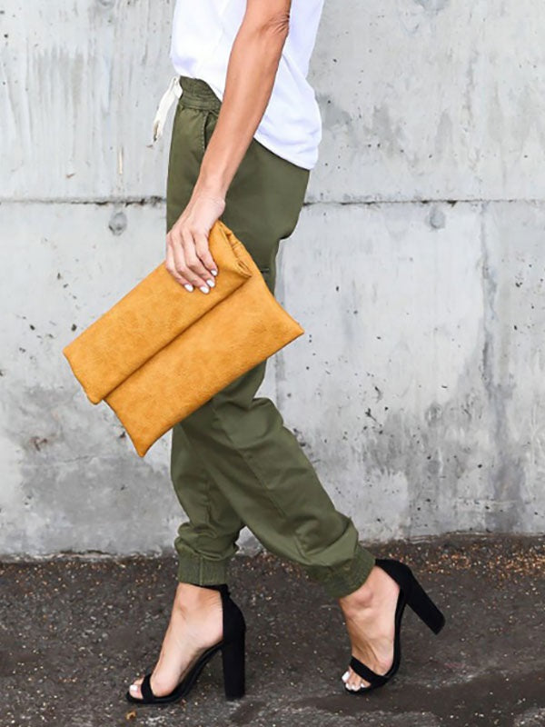 Pants Lace Up Polyester High Rise Waist Lace Up Long Trousers Mssza