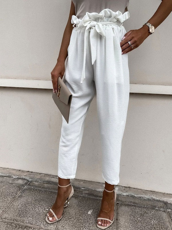 Pants Lace Up Polyester Trousers Mssza