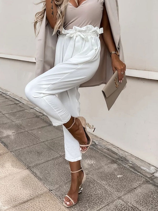 Pants Lace Up Polyester Trousers Mssza