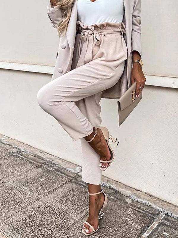 Pants Lace Up Polyester Trousers Mssza