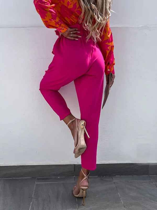 Pants Lace Up Polyester Trousers Mssza