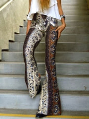 Pants Polyester Raised Waist Floral Print Trousers Mssza